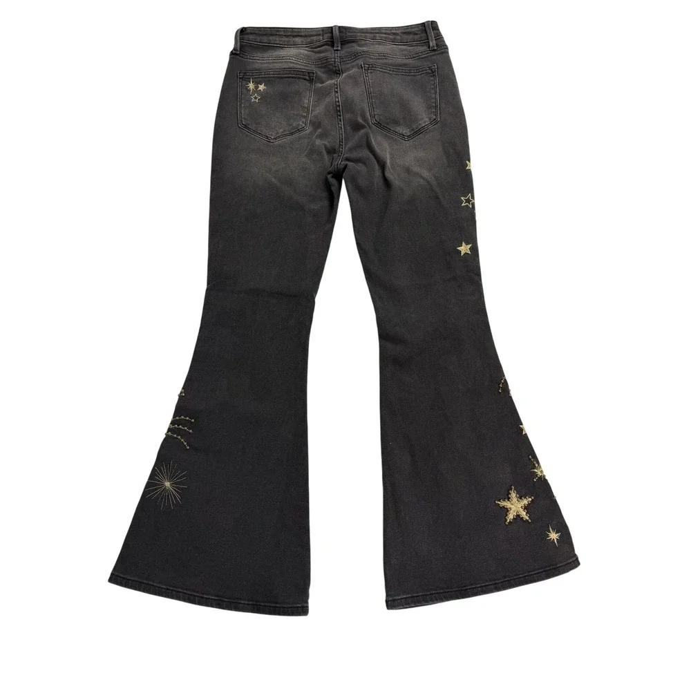 Driftwood x Free People Farrah Celestial Embroidered Flare Jeans NWT 30 $178